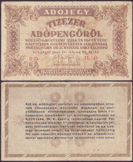 1946 Hungary 10,000 Adopengo L000254